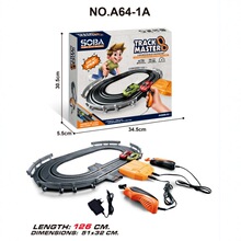 跨境新品電動軌道玩具車1:64竟速賽車跑道雙人互動電路遙控四驅車