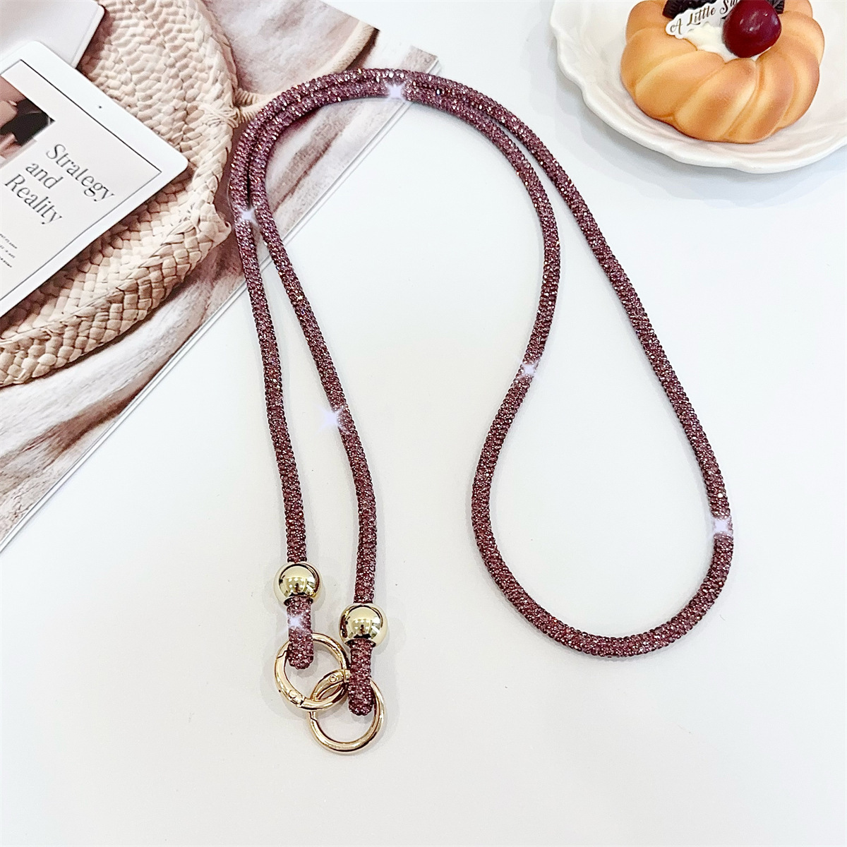 퍼플-골드 비즈 [6mm 크로스바디]