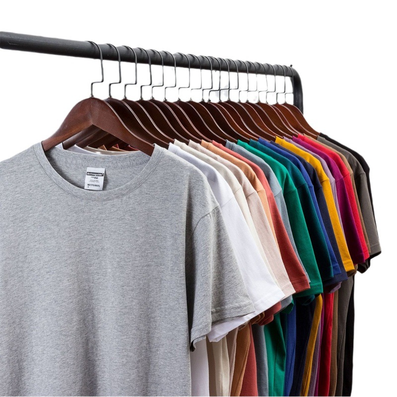 190g algodón de color sólido diario cuello redondo ropa de trabajo suelta colectiva clase uniforme cultural manga corta Camiseta impresión personalizada