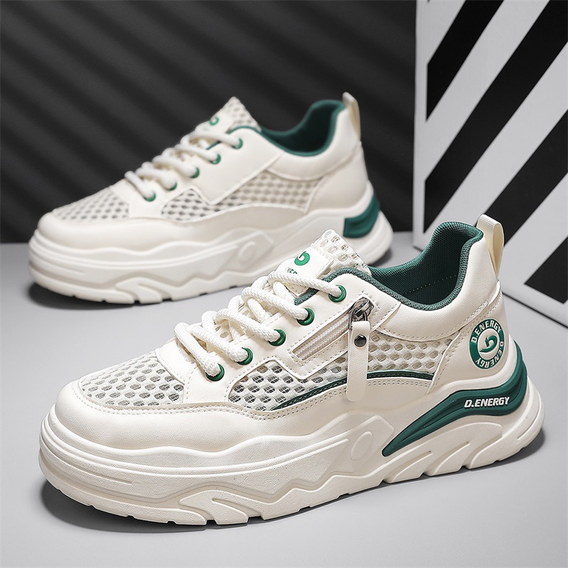 Zapatos de malla para hombre verano transpirables huecos diarios todo-fósforo casual suela gruesa a juego estilo deportivo nuevos zapatos de moda para hombre