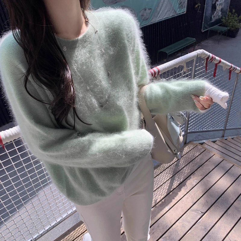 Luxurious Cloud Soft Brushed Cashmere High-Quality 100 Cashmere Fluffy Round Neck Pullover Knitwear Top Knitwear for Women Winter