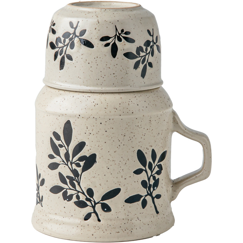 Suxin pintoresco tetera pequeña pintada a mano taza de pareja taza de té con tapa taza de agua de cerámica de alto valor con regalo a mano