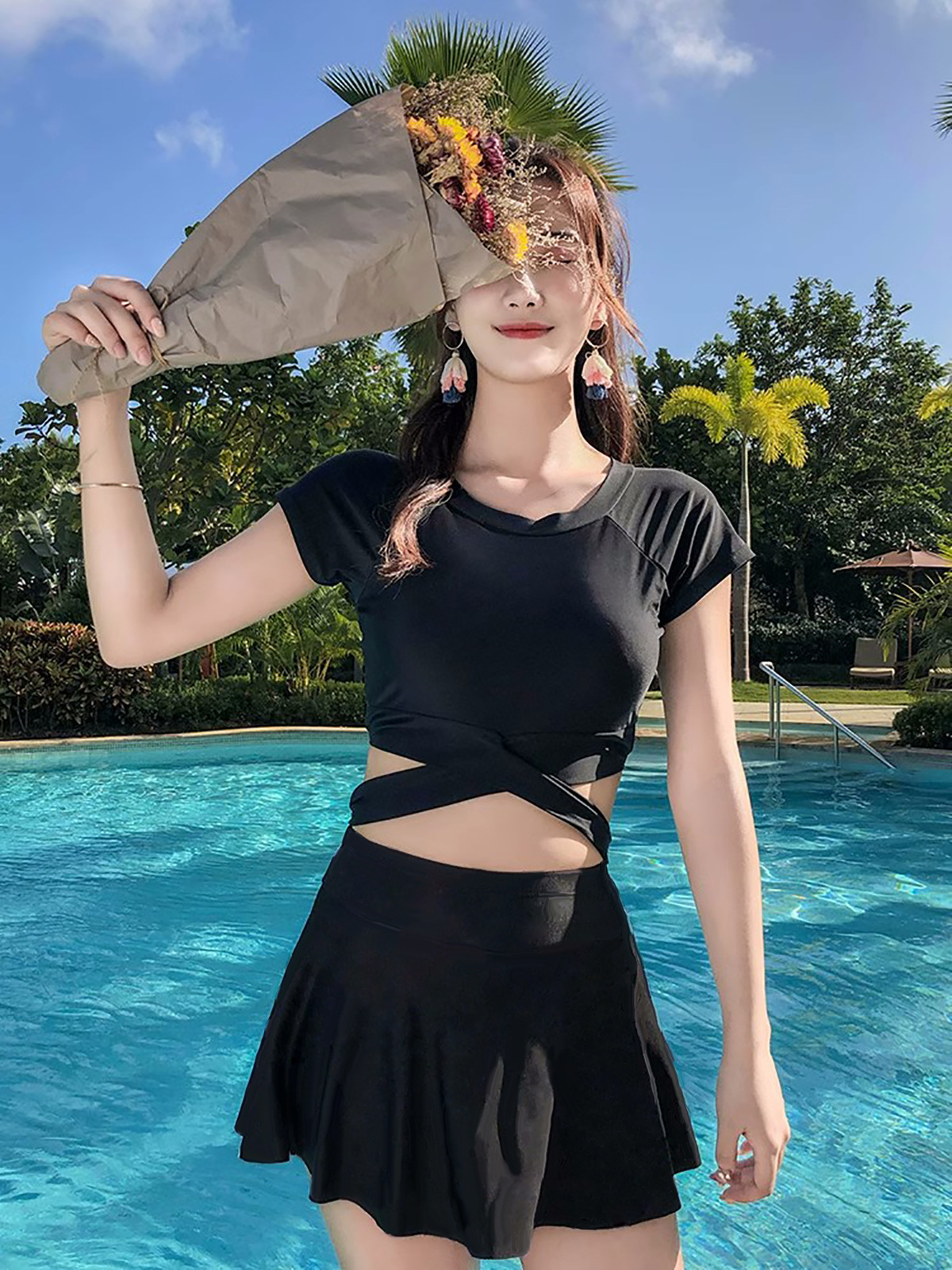 Traje de baño dividido de dos piezas para mujeres adelgazamiento vientre que cubre estudiante 2024 nuevo popular Plus Size Sexy Hot Spring traje de baño