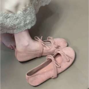Leag/Lan Jue Evening Style Flat Ballet Shoes French Bow Mary Jane Early Spring Women's Shoes with Skirt Shoes