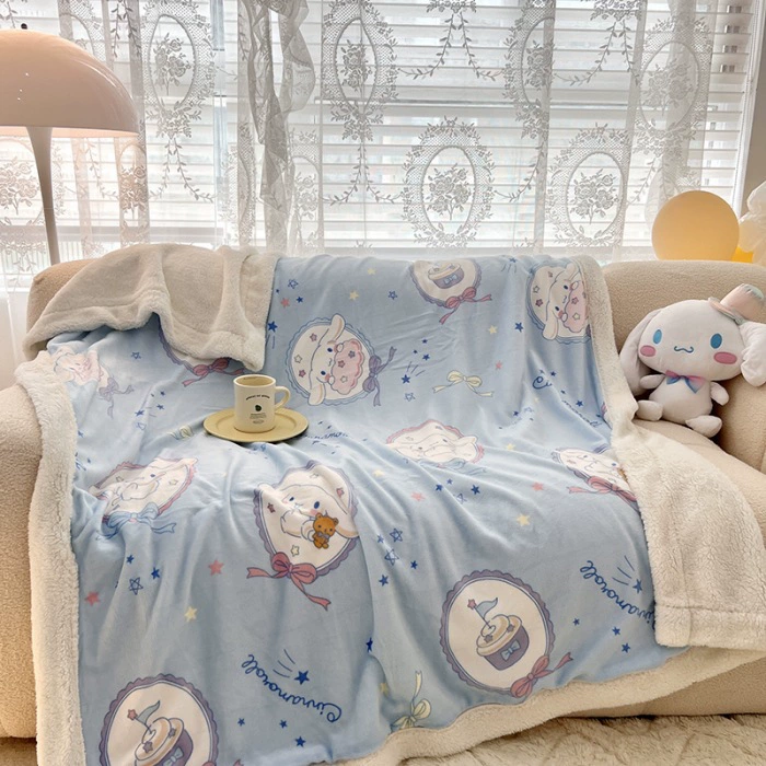 Многофункциональное одеяло Sanrio (Sanrio) Kuromi & Hello Kitty, бархатная молочная флисовая ткань с молнией, 100×150–200×230 см