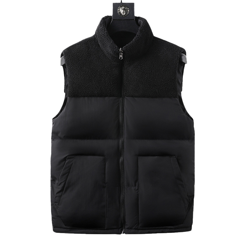 Gilet matelassé réversible pour homme, veste d'hiver légère sans manches, gilet chaud rembourré en polyester, vêtements d'extérieur décontractés et tendance._voghion.com