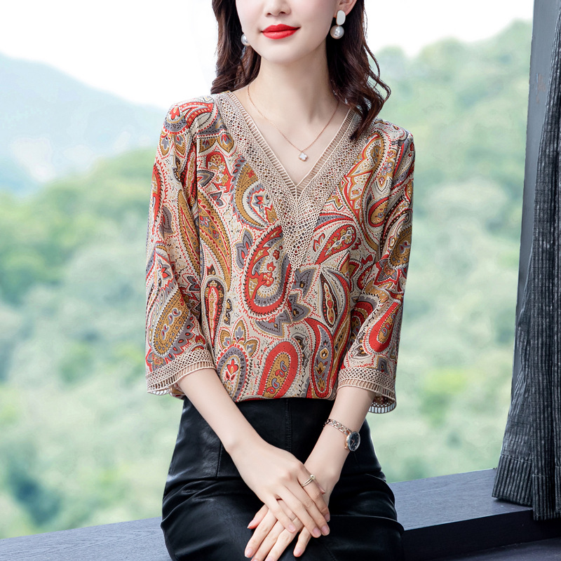 young mom spring clothes Chiffon shirt 2021 new pattern Western style Blouse Women's wear Spring and summer fashion Chiffon jacket