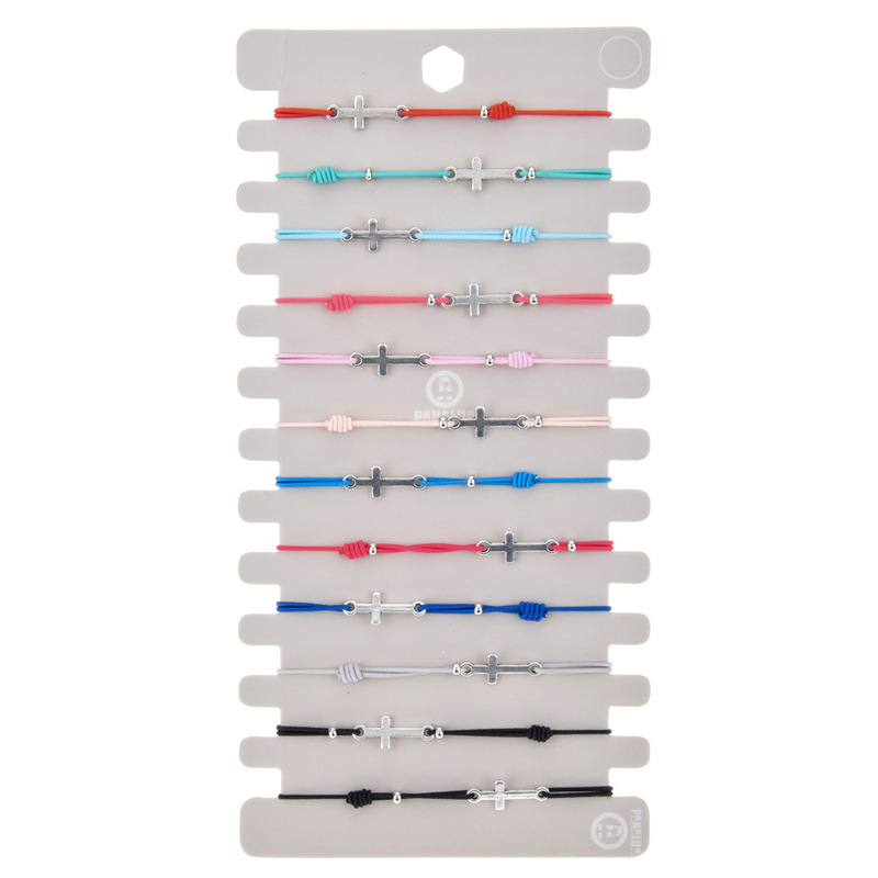 Cross-border Hot Sale European and American Cross Knot Hanging Knitted Bracelet Set Adjustable Elastic Rubber Rope Chain Wrist Band for Women