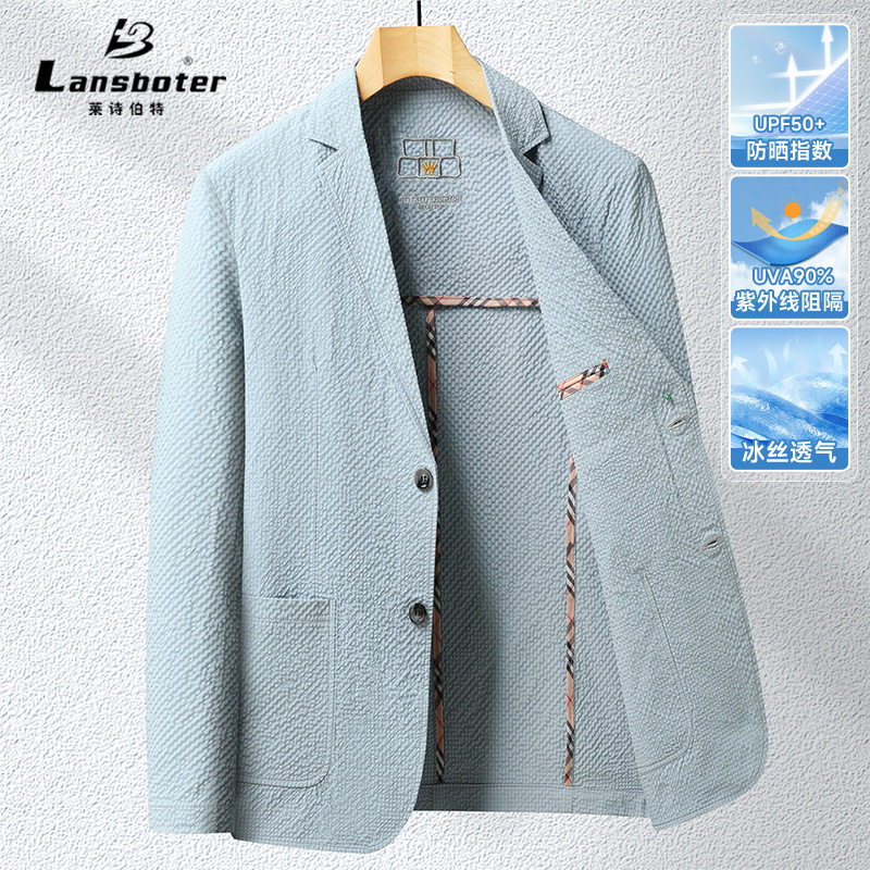 Áo vest nam nhanh khô dáng ôm body, vải gân thun co giãn, chống nhăn, chống nắng, tay dài — Màu trắng, Màu xanh lam nhạt, Màu xám, Xanh lam đậm