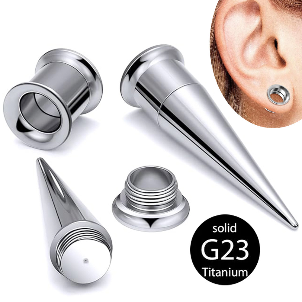Silver pointed spike labret stud material detail