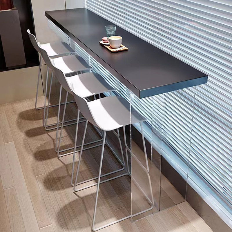 Acrylic Solid wood bar table black home living room leisure high leg narrow table transparent suspension Wall long table