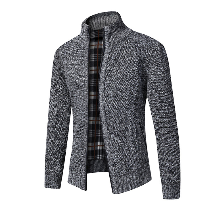 Herren Strickjacke Für Herbst Winter Gefüttert Mit Stehkragen_voghion.com