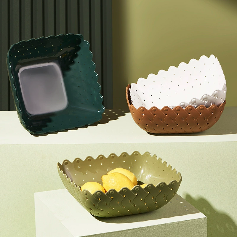 Бытовая тарелка с фруктами Журнальный столик для гостиной Квадратный фруктовый горшок Пластиковая сетка Фруктовая тарелка знаменитости Современная тарелка с сухофруктами Тарелка для закусок Корзина с фруктами