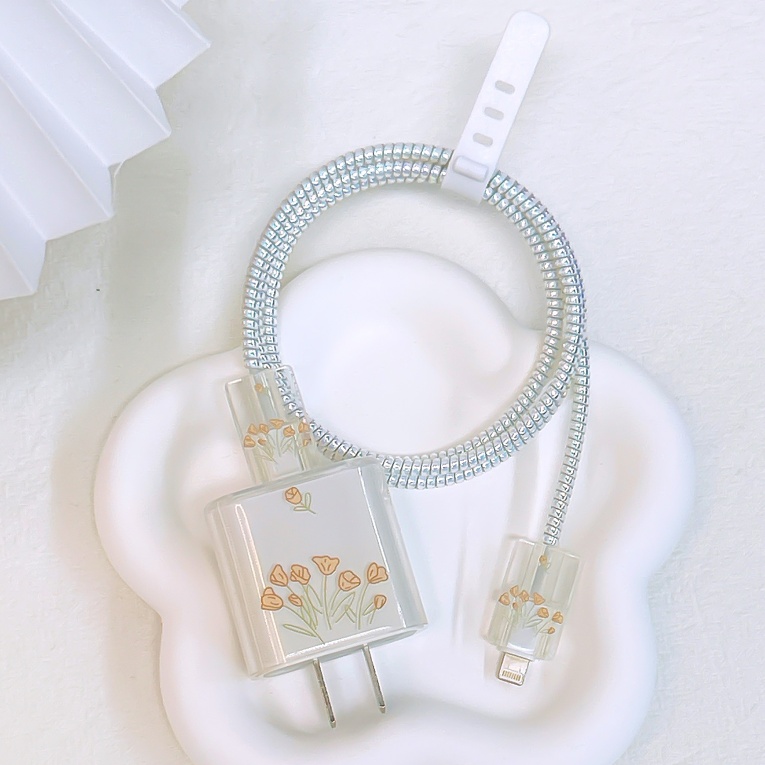 Aplicable a Apple 18W/20W cargador de carga rápida cargador de concha protectora cubierta protectora transparente cáscara suave alambre morder dispositivo pintado