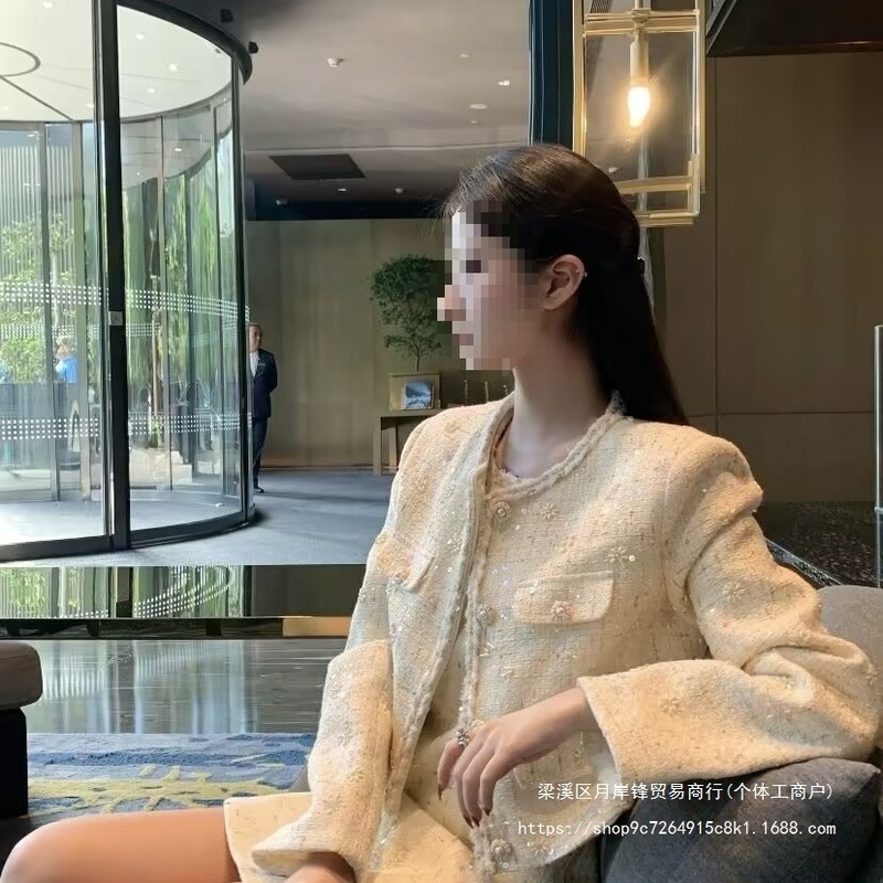 早秋法式重工小香风粗花呢套装裙女秋季轻奢感短外套背心裙两件套|undefined
