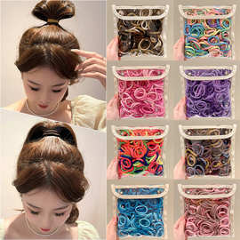 黑色简约毛巾发圈高弹力不伤发头绳无接缝毛巾圈扎头发橡皮筋发饰