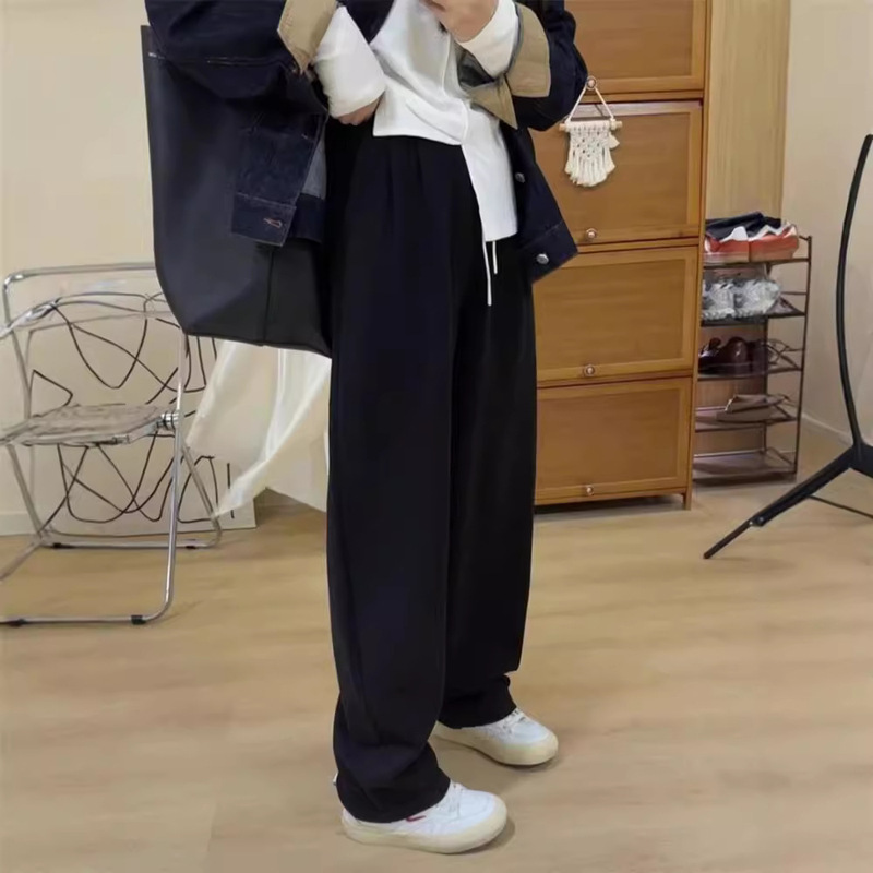 镰刀运动裤女2025秋季新款小个子高腰香蕉阔腿裤直筒加绒休闲卫裤|undefined