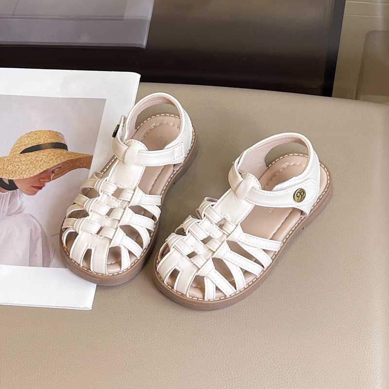 Sandallas princesa de niñas 2025 nuevos zapatos de verano para niños sandalias romanas de moda tejidas zapatos de playa de niñas image 7