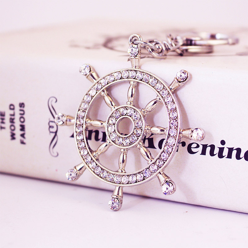 Creative Cute Diamond-encrusted Ship Anchor Ship Rudder Car Hanging Keychain Women's Bag Accessories Keychain Pendant Fashion 1344