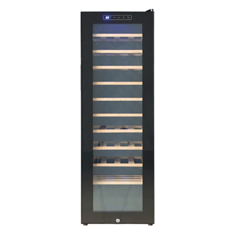 Venta al por mayor de garantía nacional de una sola Puerta de vino de temperatura constante gabinete de vino comercial Beech rack de control de temperatura 46 gabinete de vino refrigerado