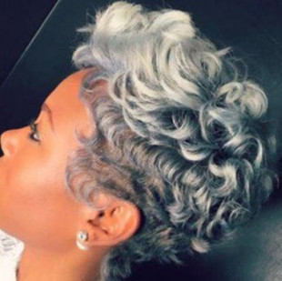 Cross-border new hot selling European and American Foreign trade Women's gray short curly hair African small curly hair rose net head cover in stock