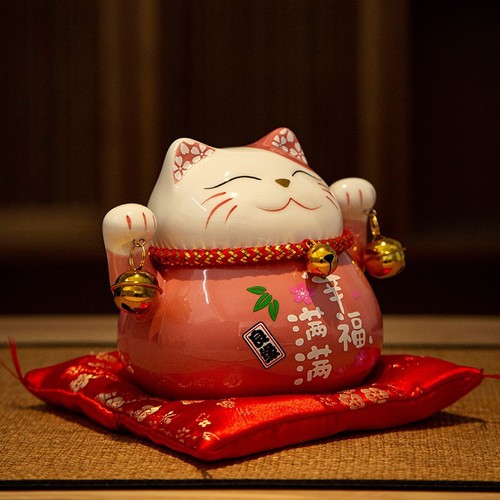 Lucky Cat Ceramic Home Ornaments Creative Japanese Lucky Cat Small Piggy Bank Shop Opening Event Gift Wholesale