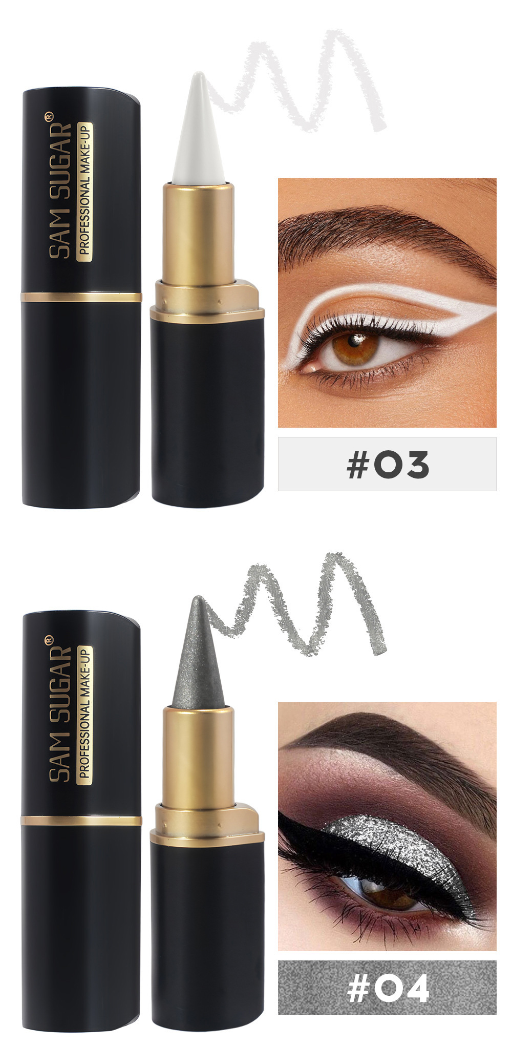 Matita labbra opaca SAM SUGAR, ombretto ricco a testina singola, eyeliner solido multicolore a lunga durata_voghion.com