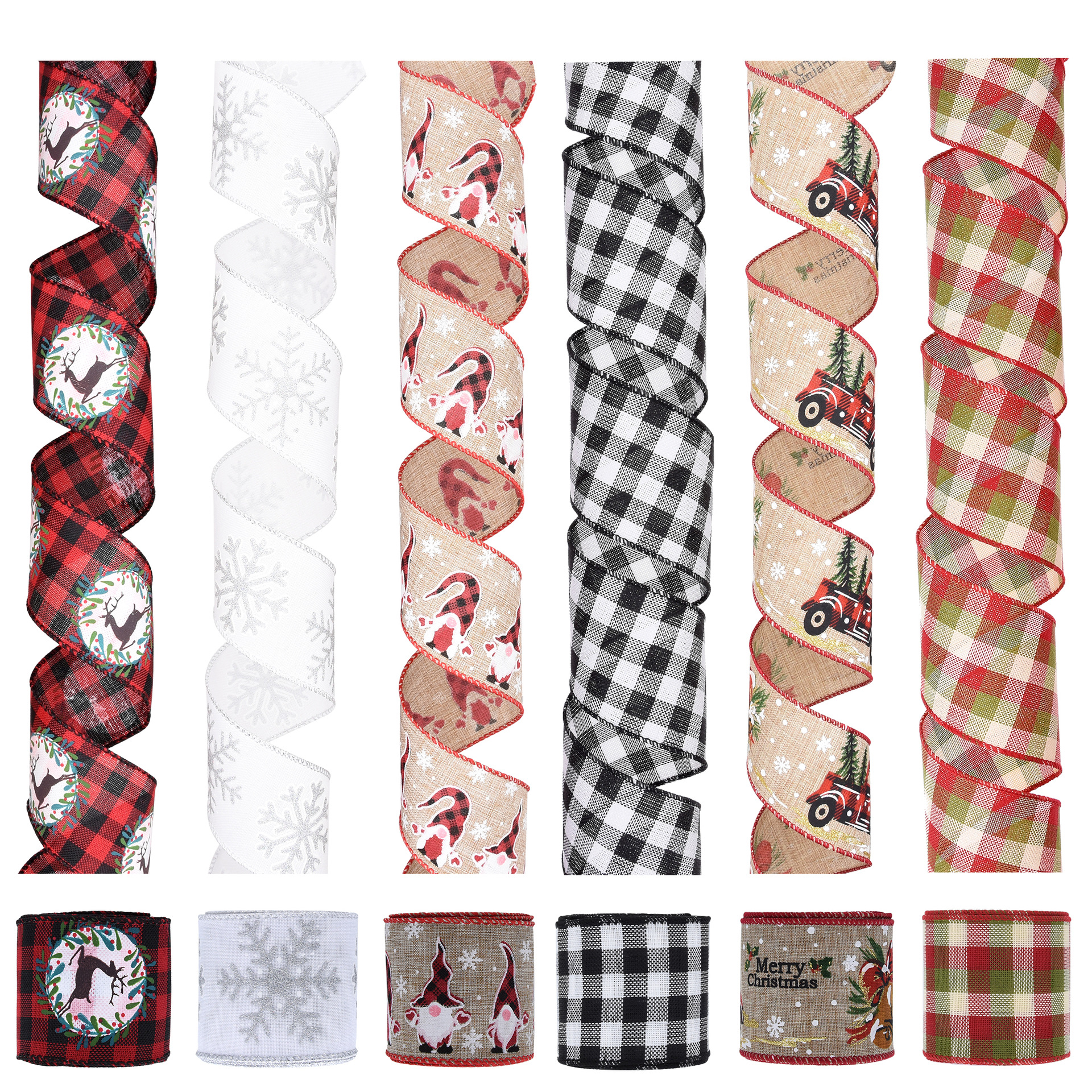 Europa y América Amazon nueva Navidad cinta cáñamo rollo guirnalda material decorativo copo de nieve ELK viejo traje en stock