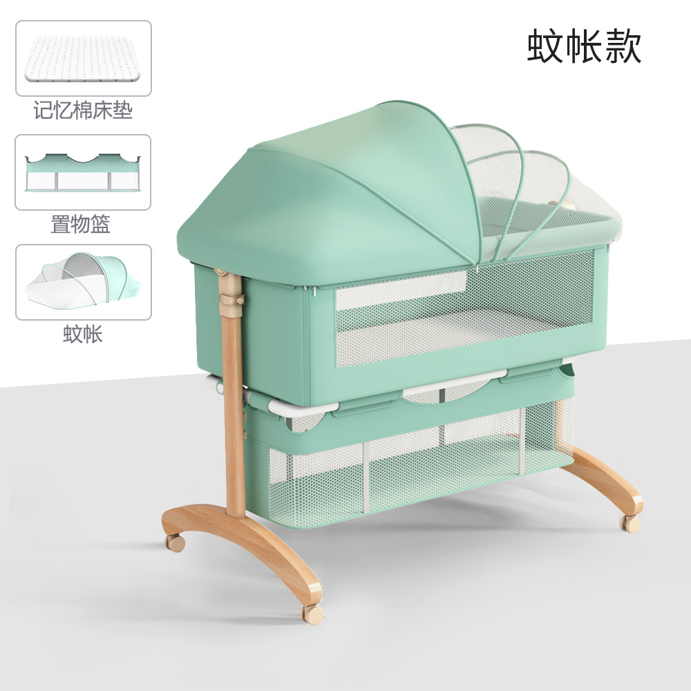 Cama de bebé móvil portátil cuna cama plegable multifuncional BB cama para recién nacidos empalme cama grande