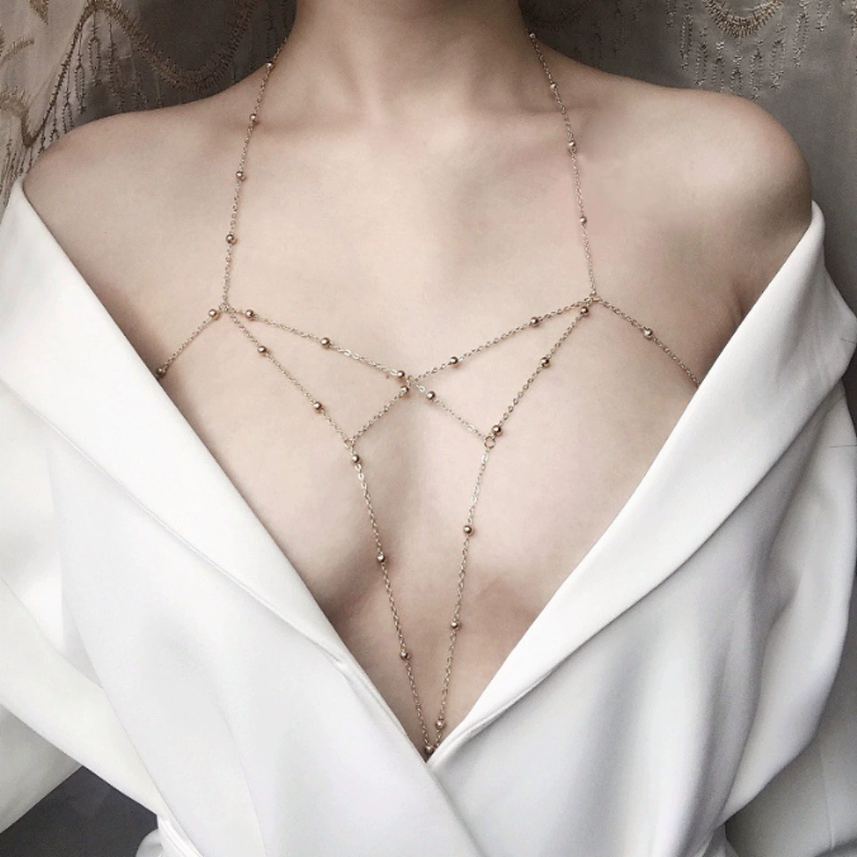 Ожерелье-цепь для тела, медная цепочка для плавания с кисточками, европейский стиль, легковесный