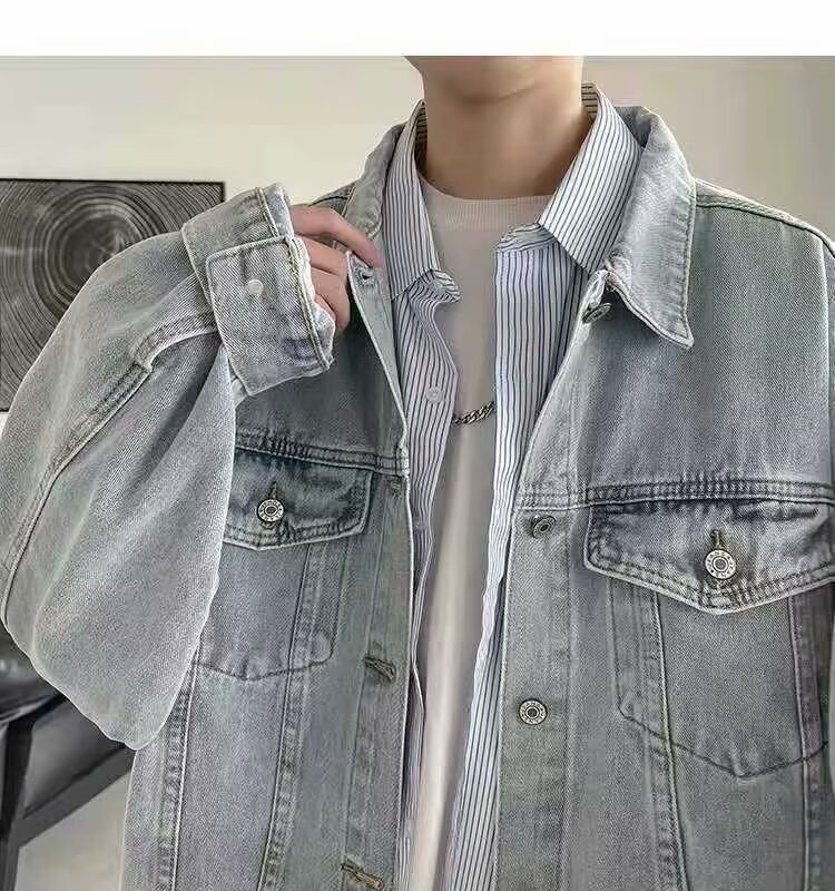 Denim Jacket For Men, Button Cardigan Style, Loose Versatile Top_voghion.com