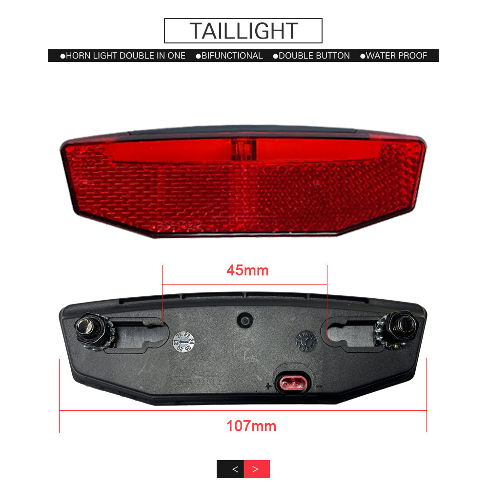 Bicycle lithium battery modified ebike electric car lamp set front light tail light Horn three-in-one DK226 set_voghion.com