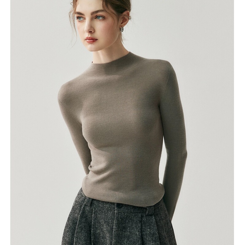 Genuine 18-Gauge Knit with Label~Machine Washable! Yangzi Yarn Fine-Spun 100% Wool Knitwear Women's Half-Turtleneck Slim-Fit Sweater Genuine 18-Gauge Knit with Label~Machine Washable! Yangzi Yarn Fine-Spun 100% Wool Knitwear Women's Half-Turtleneck Slim-Fit Sweater