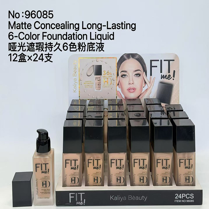 Base de Maquillaje Líquida 6 Colores Vidrio Tono Uniforme, Efecto Mate para Maquillaje Facial