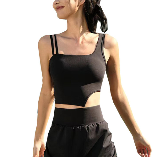 New Irregular Sports Vest Women's Fitness Underwear Fitness Yoga Wear Pilates Tops with Breast Pads