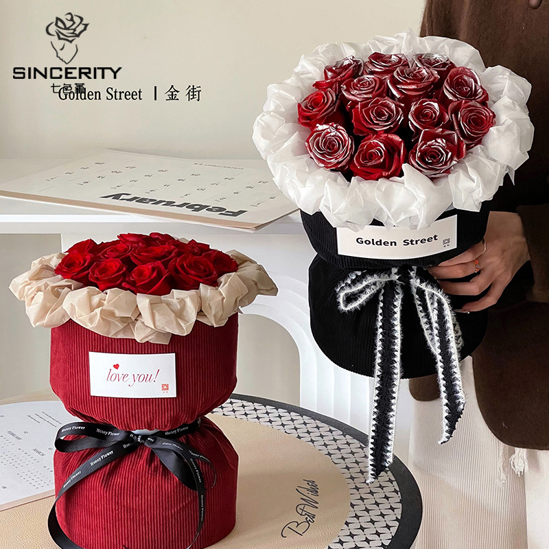 Chanel Estilo Vintage franela de seda arte red embalaje tela Rosa ramo floral bolsa flor material de embalaje