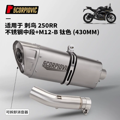 Motorcycle Exhaust Pipe Middle: Motorcycle exhaust pipe - thornbird-250rr-middle-section-m12b-titanium-color-430mm-fixed-ring-style