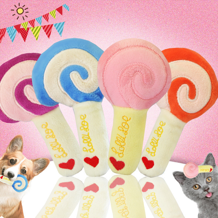 Lollipop Stuffed Sound Toys Three Colors Optional Pet Dog Cat Pet Supplies Toys about · 5cm