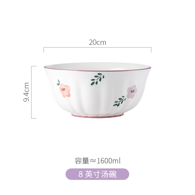 Tazón de cerámica púrpura y traje de plato Hogar Japonés nuevo tazón y plato vajilla fresca inauguración de la casa nuevo tazón de plato y palillos traje