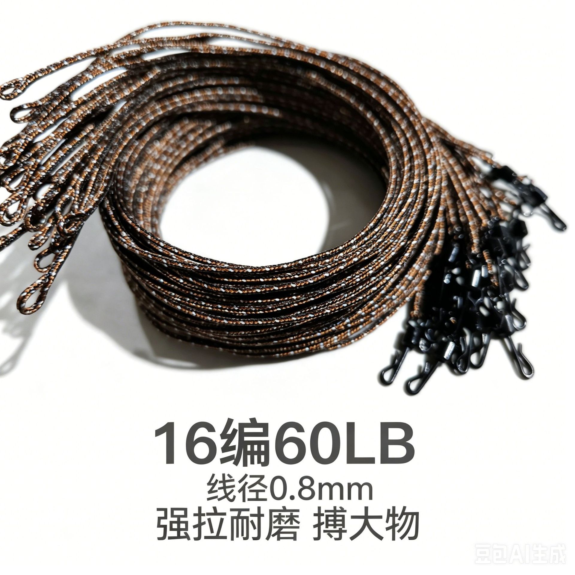 欧鲤钓中通内联前导线迷彩多股编制包铅线沉水铅芯线前导铅线批发