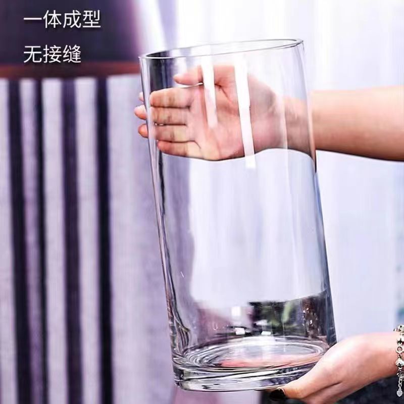 亚克力花瓶圆形花瓶透明直筒风水培植物瓶生态瓶简约装饰花器轻奢|undefined