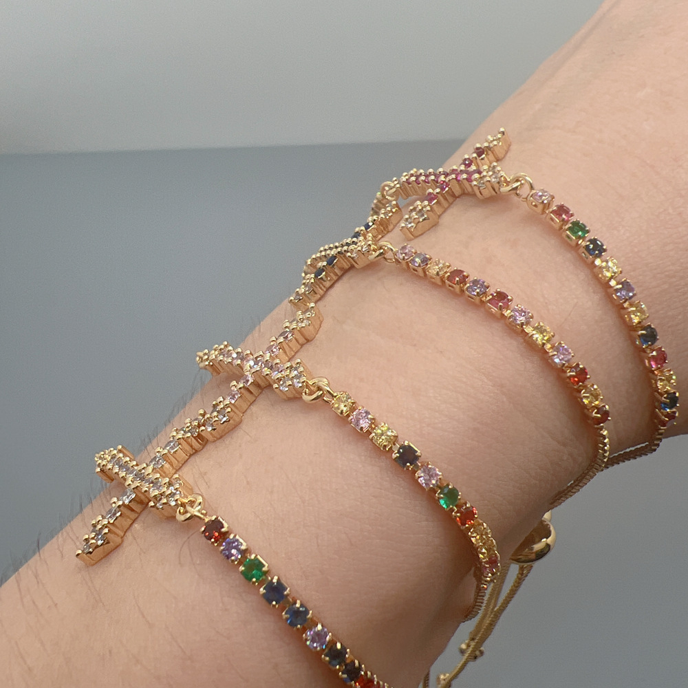 Fashion Cross Copper Inlay Rhinestones Bracelets