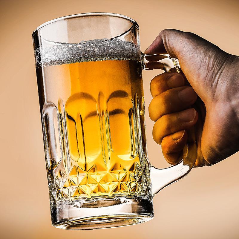 Taza de cerveza elaborada en el hogar taza de cerveza de gran capacidad 500ml de vidrio taza de té taza de héroe grande con mango