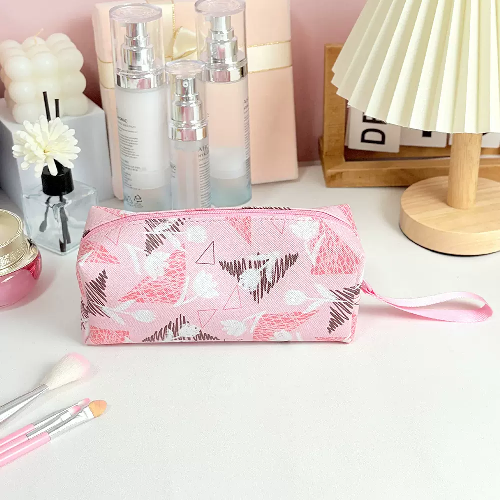 跨境外贸加厚PU可爱手提笔袋大容量多功能初中小学生文具袋收纳盒