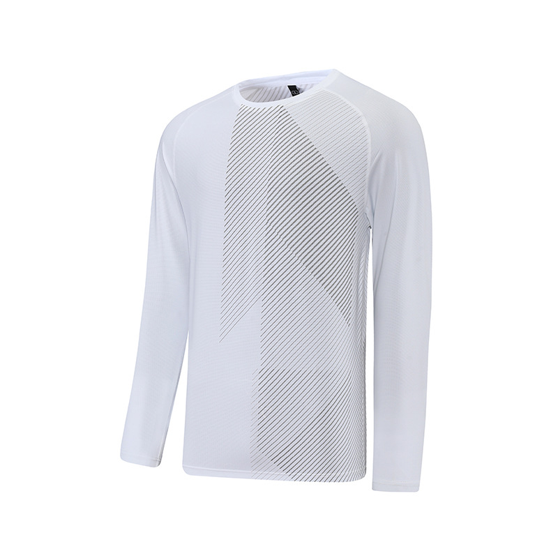 Primavera y otoño de los hombres al aire libre cuello redondo ropa de secado rápido deportes de manga larga casual transpirable suelta camiseta en stock impresión fija registro