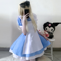 ハロウィーンアリス夢遊病ワンダーランドCOS服lolita萌えメイド服水色メイド田園演じる服