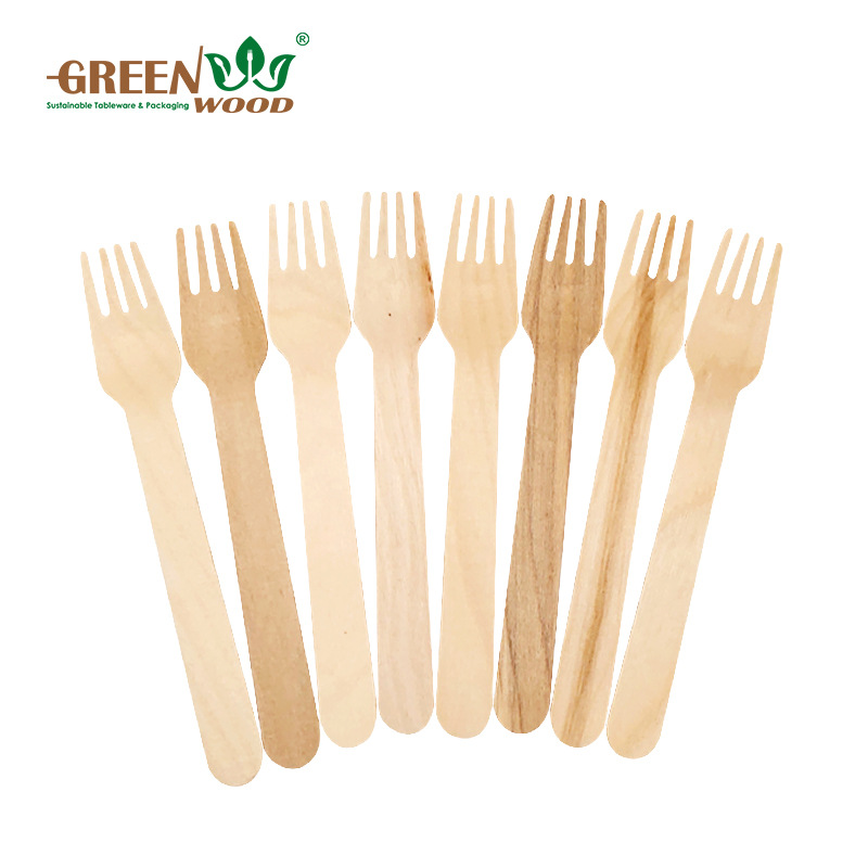140MMB engrosada desechable tenedor de madera respetuoso del medio ambiente degradable tenedor vajilla de hotel para llevar 100 piezas