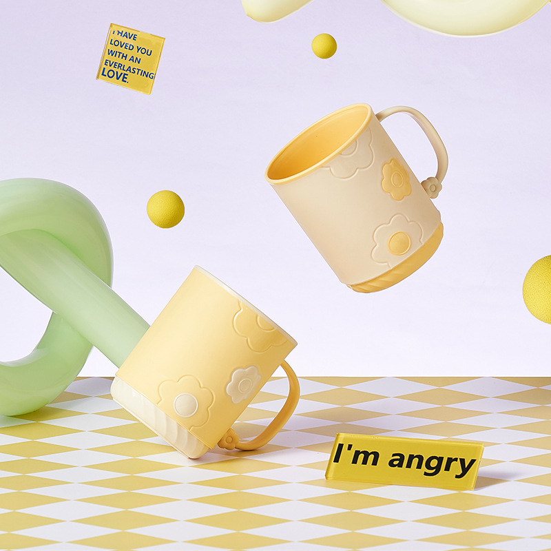 Flores de plástico creativo engrosado taza de enjuague encantador taza de lavado de chicas taza de cepillo de dientes taza de lavado casera taza de agua taza de dientes