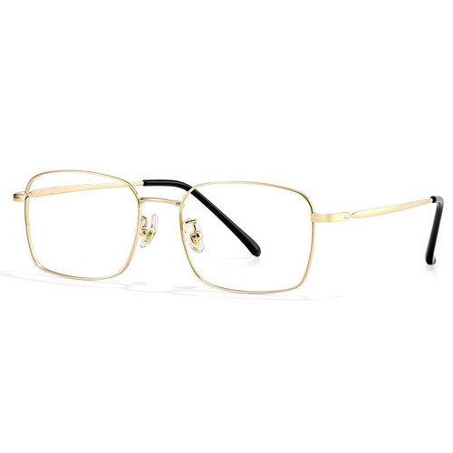 High-end gold wire frame photochromic glasses for men, stylish and elegant, suitable for both men and women, blue light blocking, non-prescription lenses
