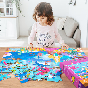 100 Piece Gift Box Puzzle New Children's Benefit Intelligence Early Education Paper Animal Dinosaur Ocean Space Scene Puzzle